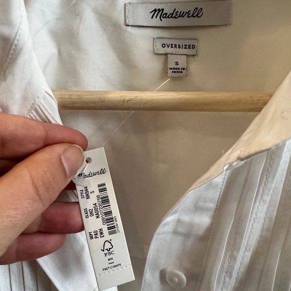 Madewell Poplin Oversized Tuxedo Shirt Sz M - Picture 2 of 5